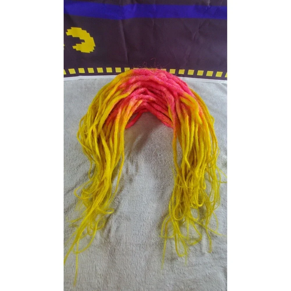 Pink Yellow Double Ended FULL HEAD Synthetic Crotchet Dreadlocks 45 Pieces